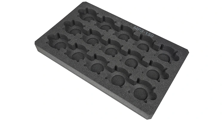 Schaumstoff-Tray mit Beschriftung für Fördertechnik