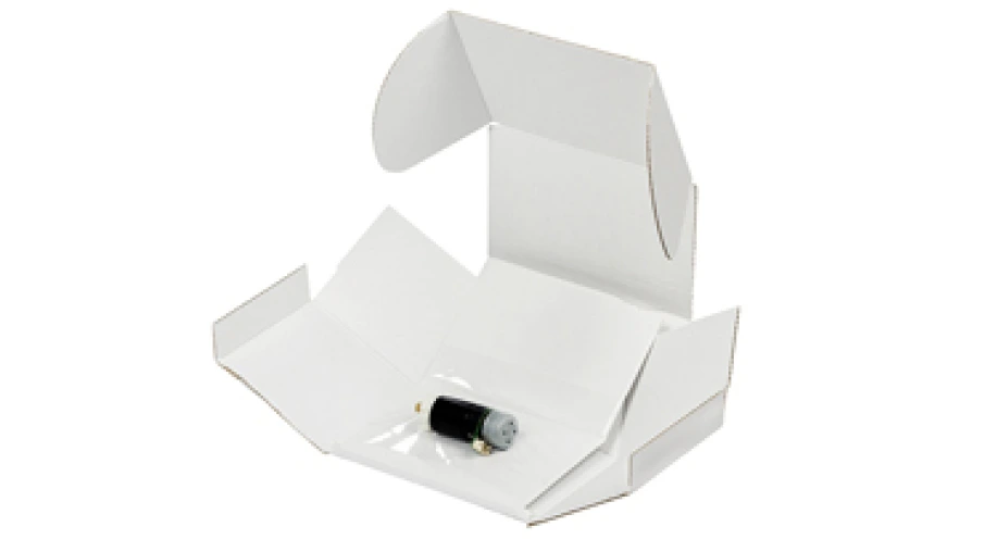 Einteilige Fixierverpackung für Kleinteile