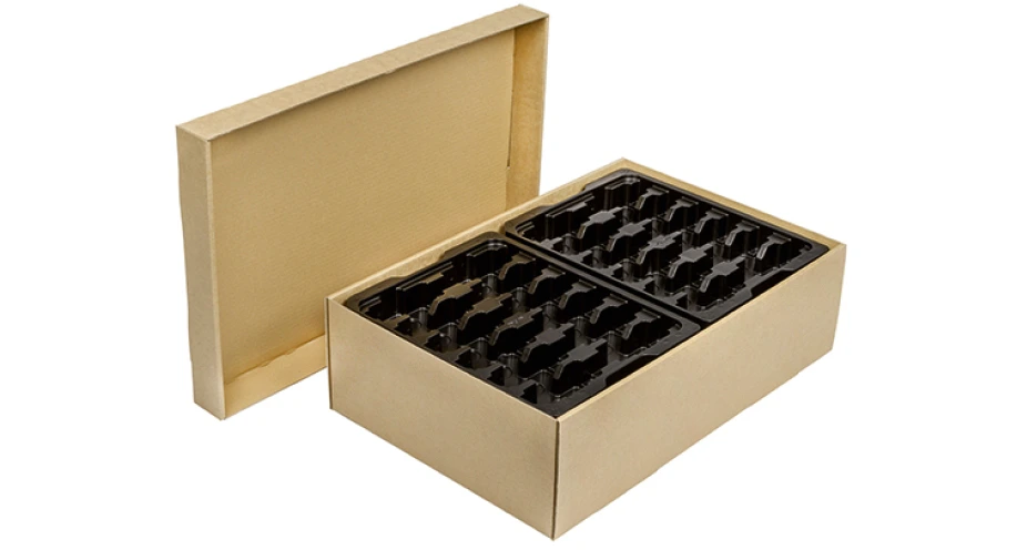 Tiefziehtrayverpackung mit Schachtel